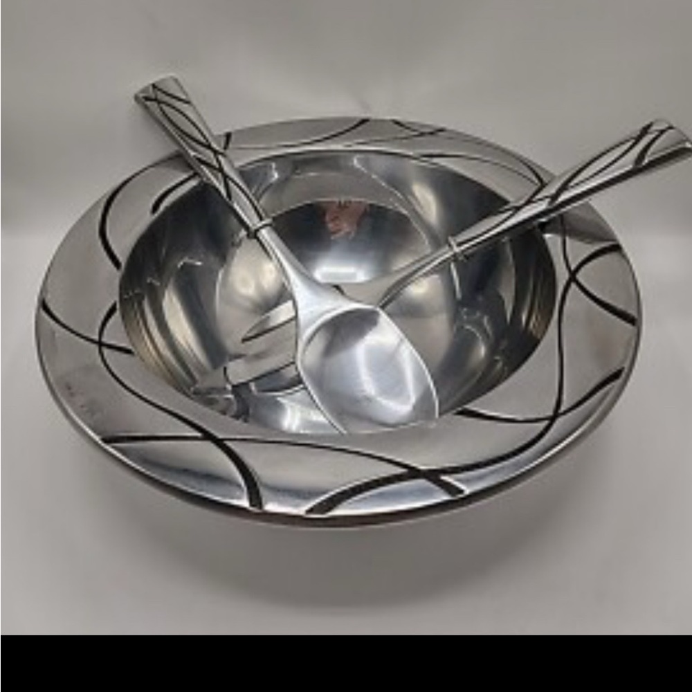 🎉HP🎉RARE!!!Vintage Lenox “Vibe” 9 Piece Salad Bowl Silver Pre-Owned